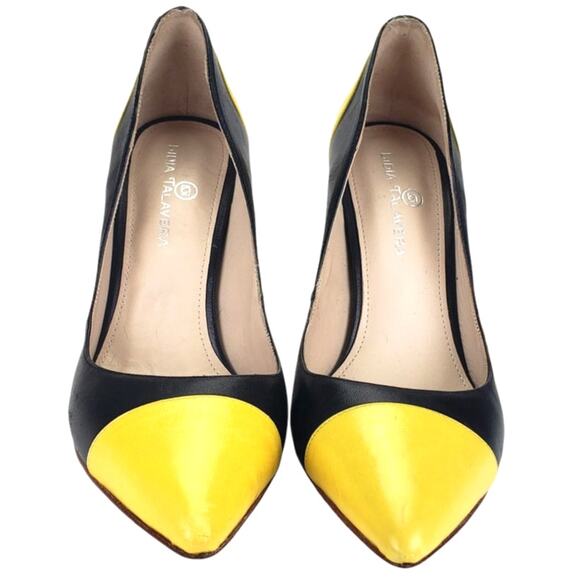 LYDIA TALAVERA THE SAVANNAH PUMP IN YELLOW & BLACK LEATHER WOMENS SIZE 8 NO BOX - Picture 5 of 8